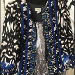 Blazer Cardigan Womens Top Print Medium Clothing 