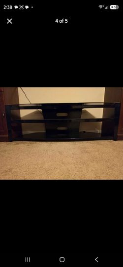 Black Glass TV Stand with Shelves