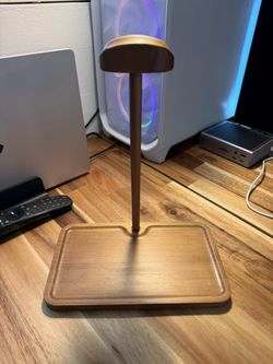 Wood Headphone Stand with Storage Base - New