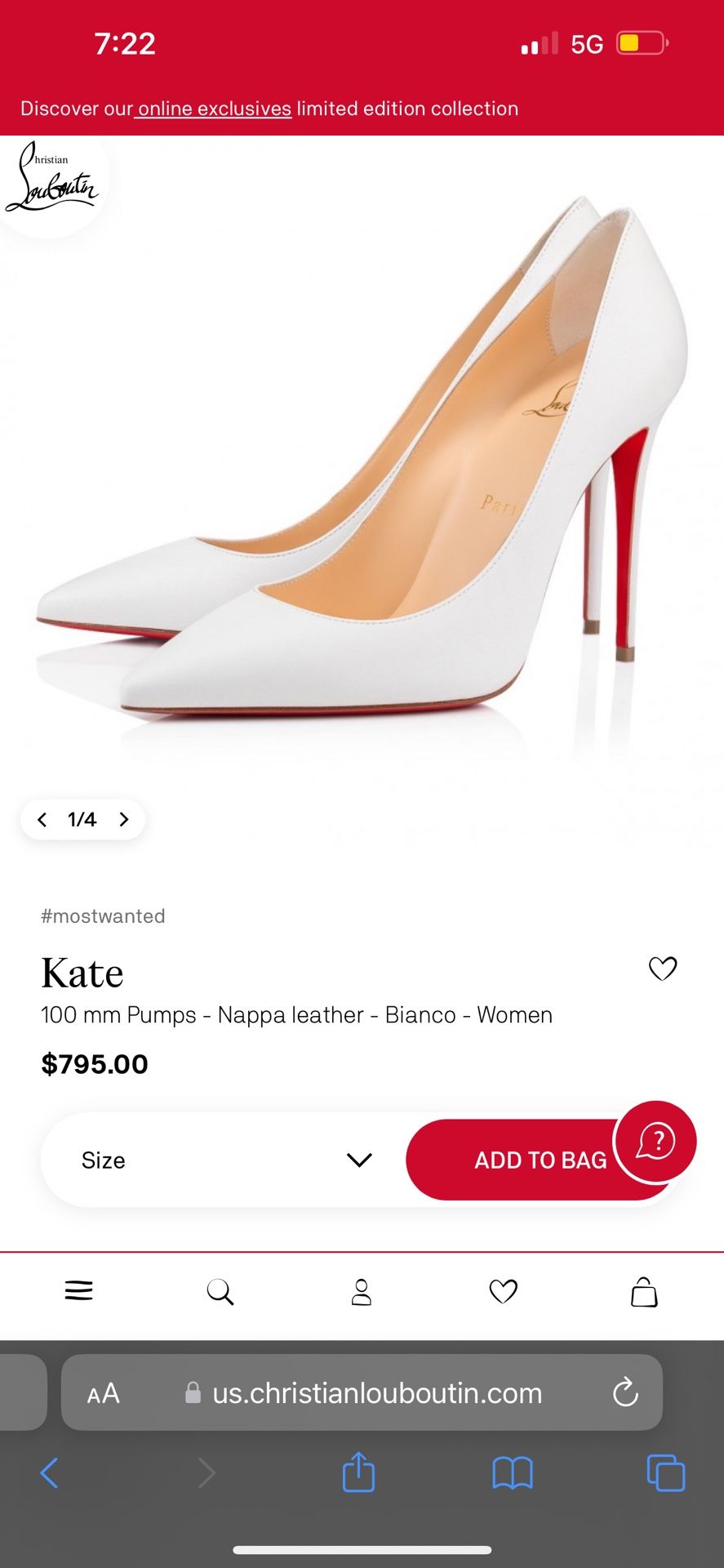 White Kate Red Bottom Christian Louboutins
