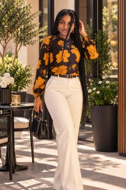 Elegant Floral Long Sleeve Blouse