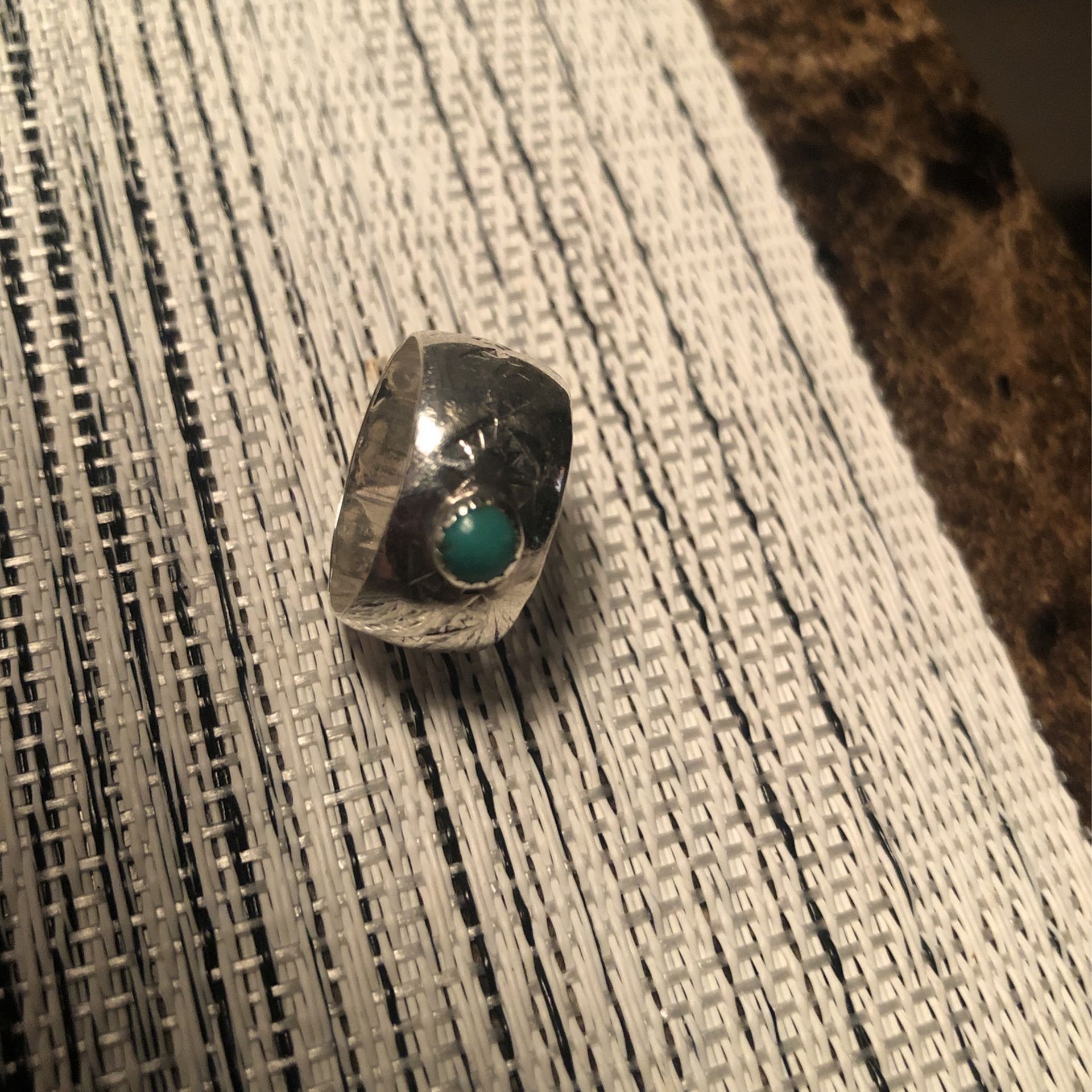 Silver Ring Lost , With Small Turquoise Stone