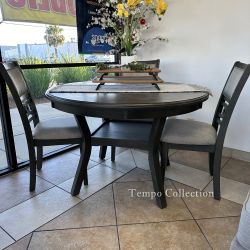 ROUND DINING SET WITH 4 CHAIRS - [NEW]