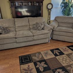 Couch and overstuffed chair.