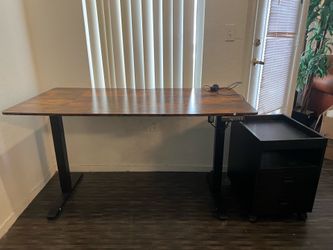 55” Electric Standing Desk + Rolling File Cabinet – Excellent Condition