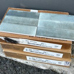 Tile 6 Packs, Size 2x8. Gray Gloss. Total 24 Sf