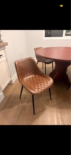 Brown Faux Leather Dining Chairs