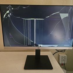 HP 24mh 23.8” Monitor – Broken Screen / Powers On – For Parts or Repair