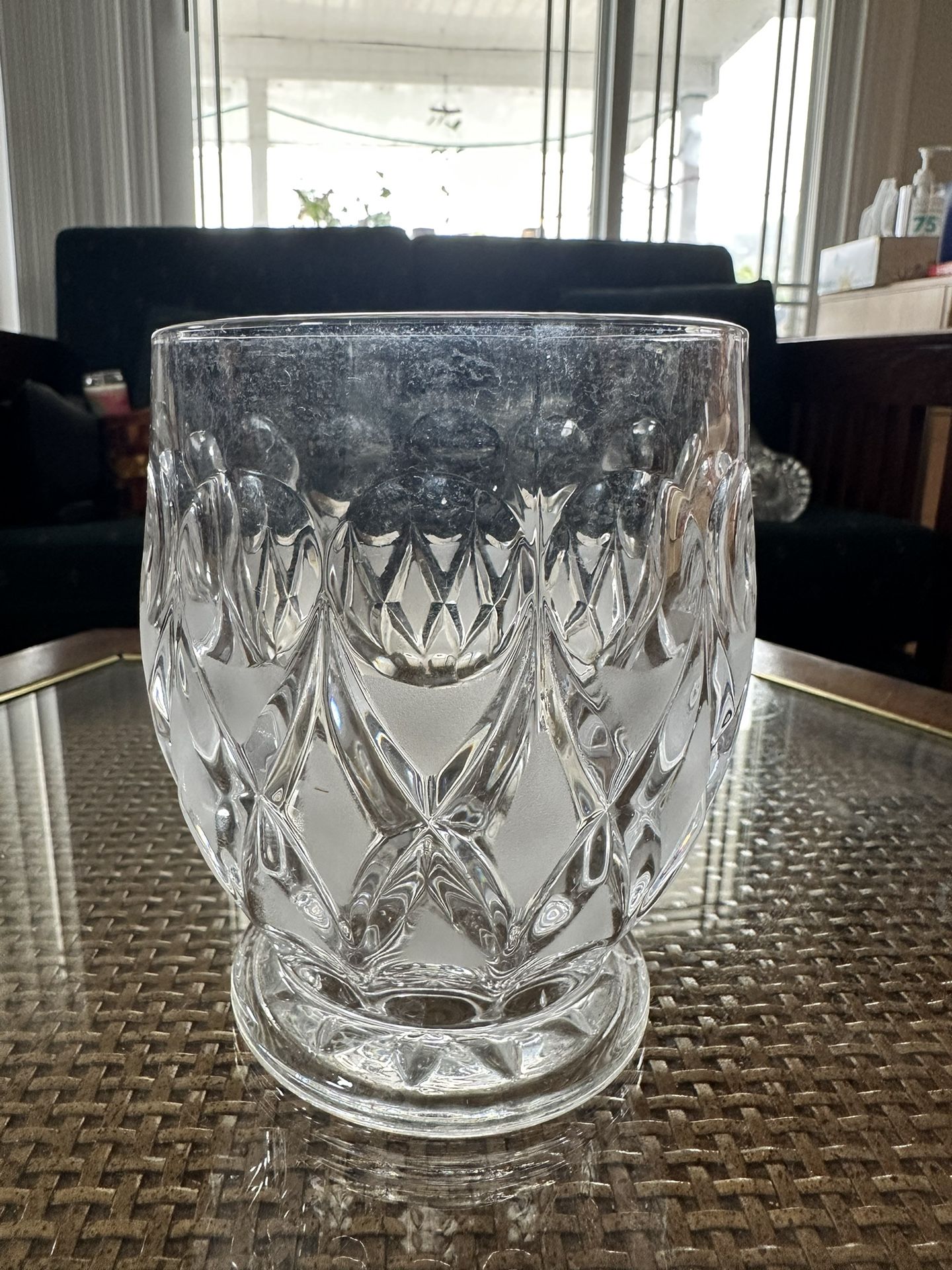 Diamond Cut Crystal Vase Or Ice Bucket