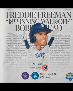 2 Aisle Seats On Loge 148 Row C.  Freddie Freeman 18th Inning Bobblehead.   $130 each