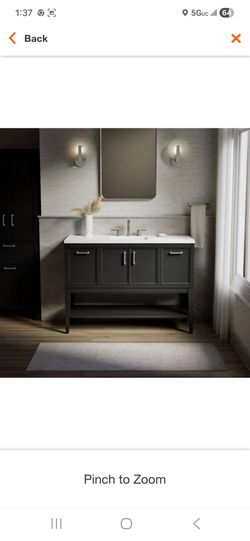 KOHLER
Winnow 48 in. Single Sink Freestanding Slate Grey Bath Vanity with White Quartz Top Assembled
