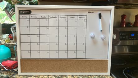 Dry erase monthly planner