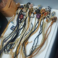 Handmade Stone Pendant Macrame Necklaces 