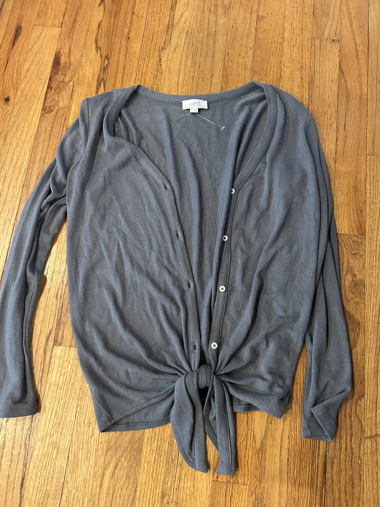 Grey Loft cardigan with tie front detail size small