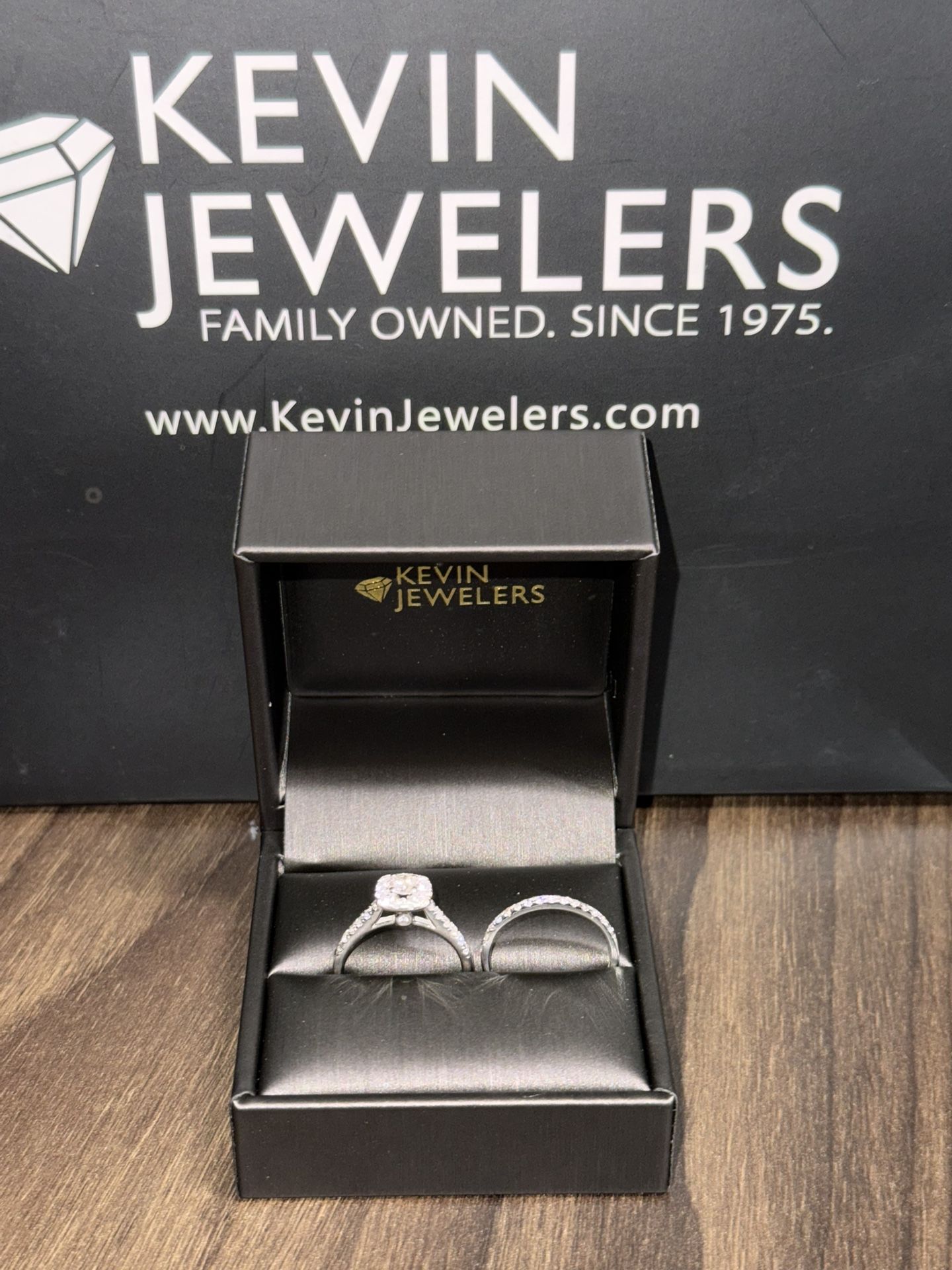 10k White Gold Engagement And Wedding Band