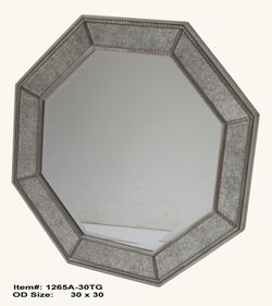 Beaded frame with antique mirror border