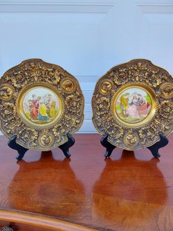 Vintage heavy brass   hanging decor