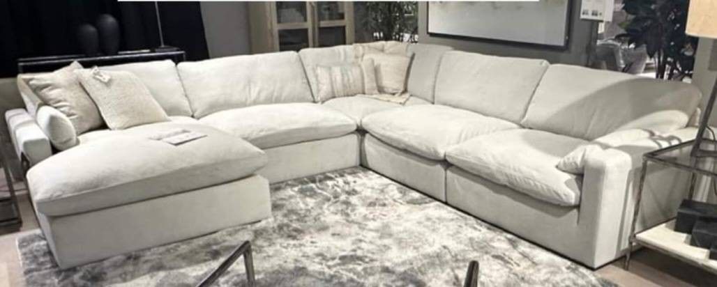 New☆ Elyza Linen 5 piece Laf Oversized SectionallSeccionallcouchh/Delivery Available/DISCOUNT👈/Home Decor/FinancingHousehold Home Improvement