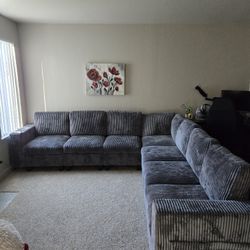 Dark Grey Corduroy Sectional 