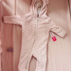 Baby Girl Hooded Warm Suit 3-6 Months New
