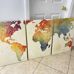 3 Pc Map Wall Art 