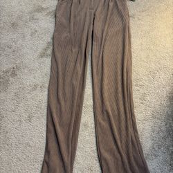 BRAND NEW Halara AuraCord Cloud Corduroy Wide Leg Pants Brown Taupe Small