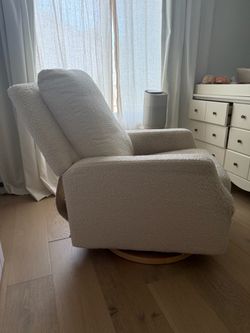 Cream Boucle Swivel Glider Recliner Chair