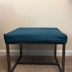 Modern Teal Ottoman / Bench with Metal Frame