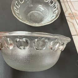 2 Glass Apple Bowls ///  2 Tasas de Vidrio Con Diseño Se Manzana 🍎