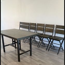 Dining Table Set, Bar Top Height w/ 4 Chairs And 1 Bench (Ashley)