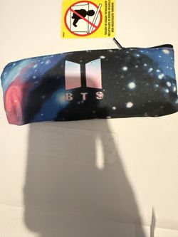 pencil pouch filled with Bts goods