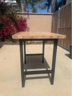 Heavy Duty Industrial Table – Steel Frame + Solid Wood Top (Custom Built)