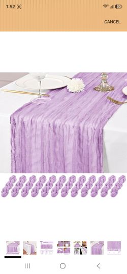 12 Pack Lavender Table Runner 10Ft Cheesecloth Table Runner Rustic Gauze Table Runners Romantic Long Sheer Fabric Cheese Cloth Table Runners for Weddi