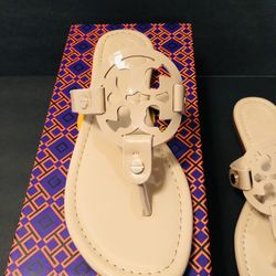 Tory Burch Miller Nude Shiny Leather  Size 7.5