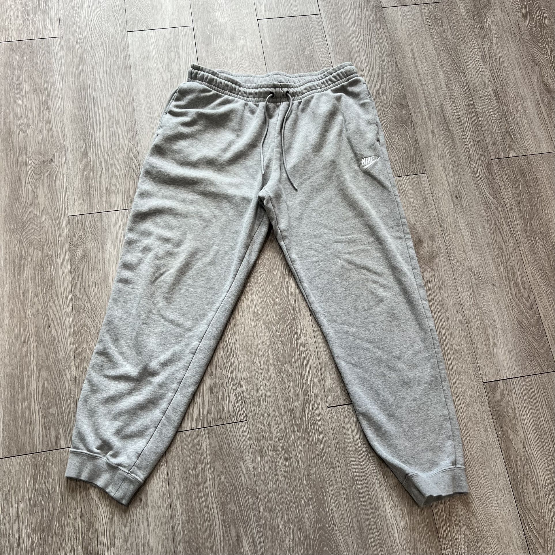 Nike Gray Mens Drawstring Jogger Sweatpants Side Logo Size L