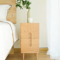 Oak Nightstand / Side Table With Drawers