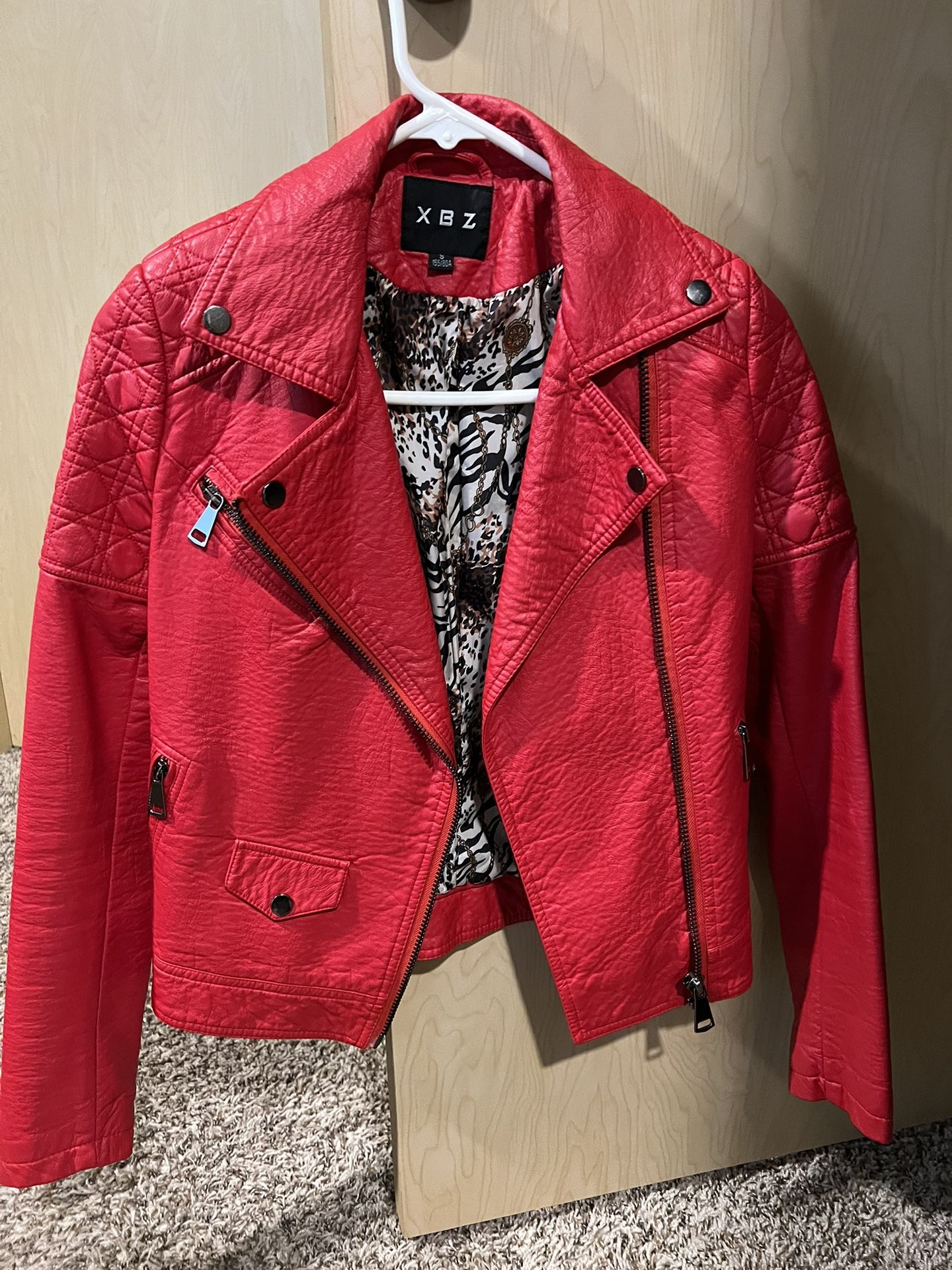 Leather jacket, red, size S