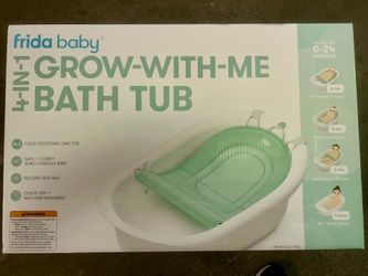 Frida Baby 4-in-1 Grow-With-Me Bath Tub: Drain Plug, Infant Head Support, Newborn Sling, Non-Skid Feet