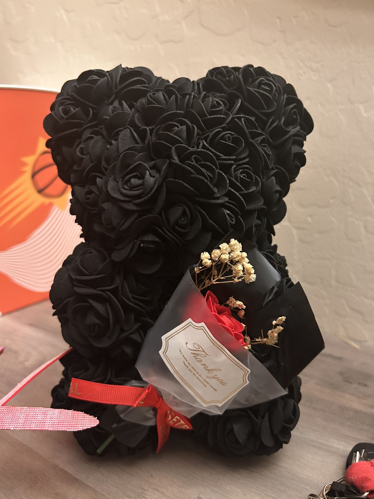 Teddy Bear With Fake Flowers