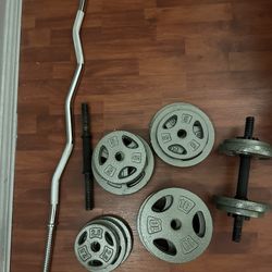 Weight Set And Curl Bar