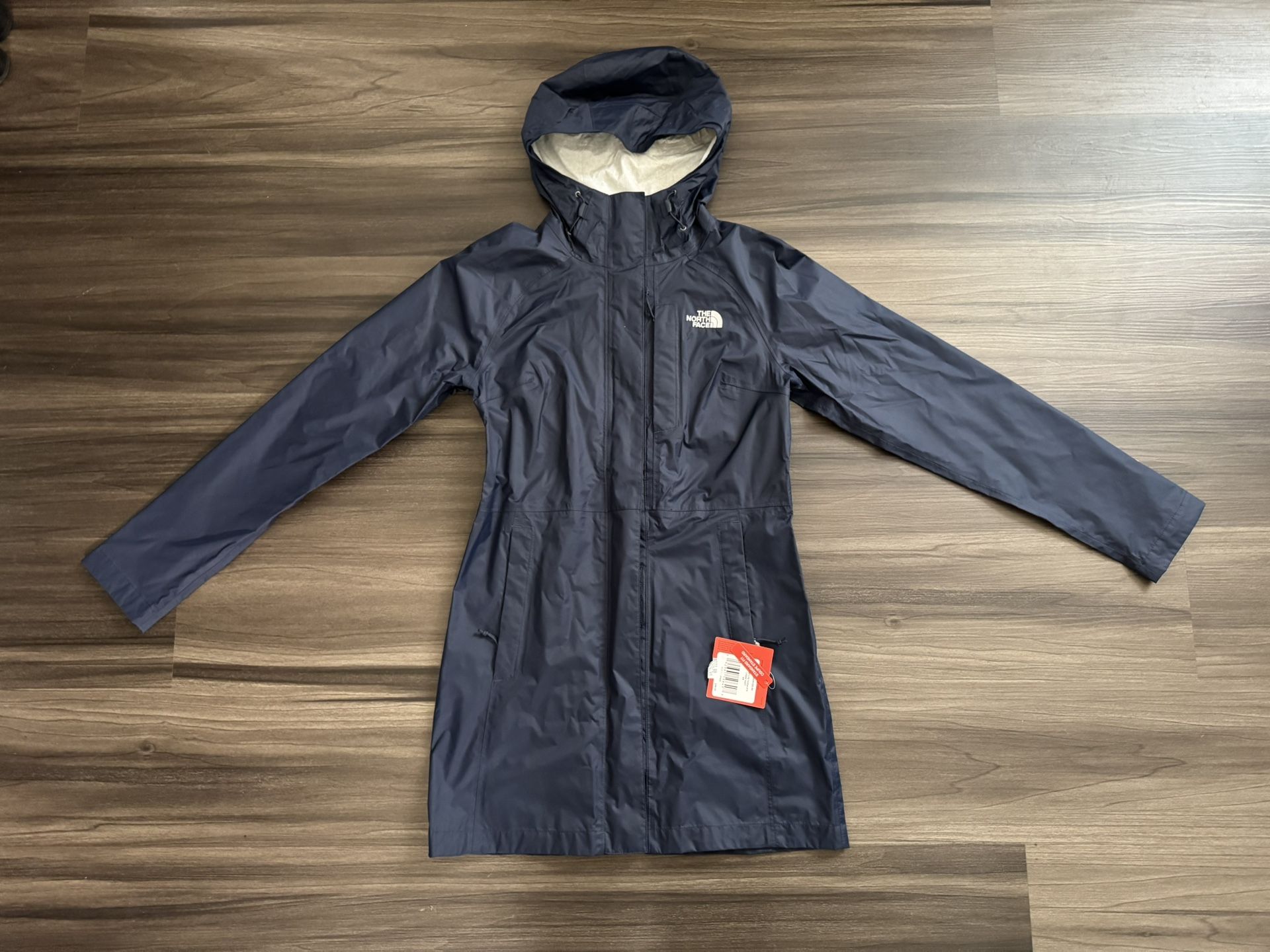 THE NORTH FACE DryVent Long Rain Shell Jacket Hooded Navy Women’s XS MSRP $149