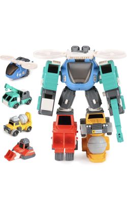 Transform Robot Toys, Magnetic Construction Trucks 4 Vehicles
