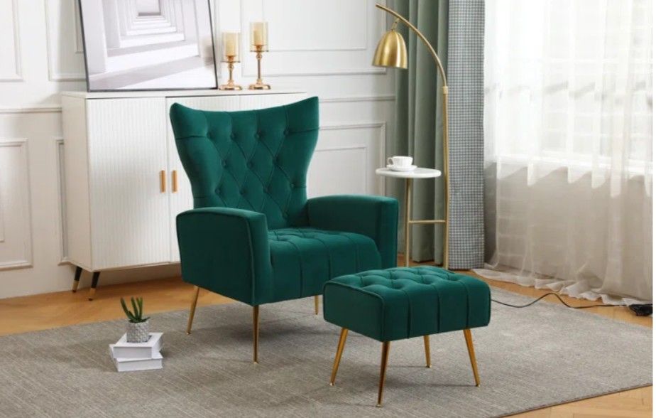 Green Chair with Gold Legs