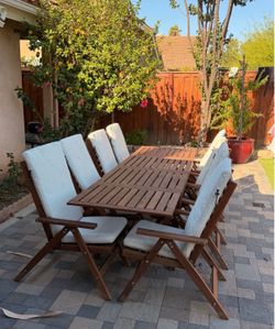 All wood IKEA patio set🔺Table and 8 chairs 🔺
