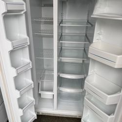 Glossy White Side By Side Refrigerator 