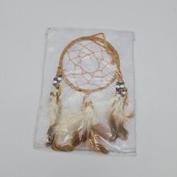 Legend Of The Dream Catcher Brown Black White Beads Brown And White Feathers