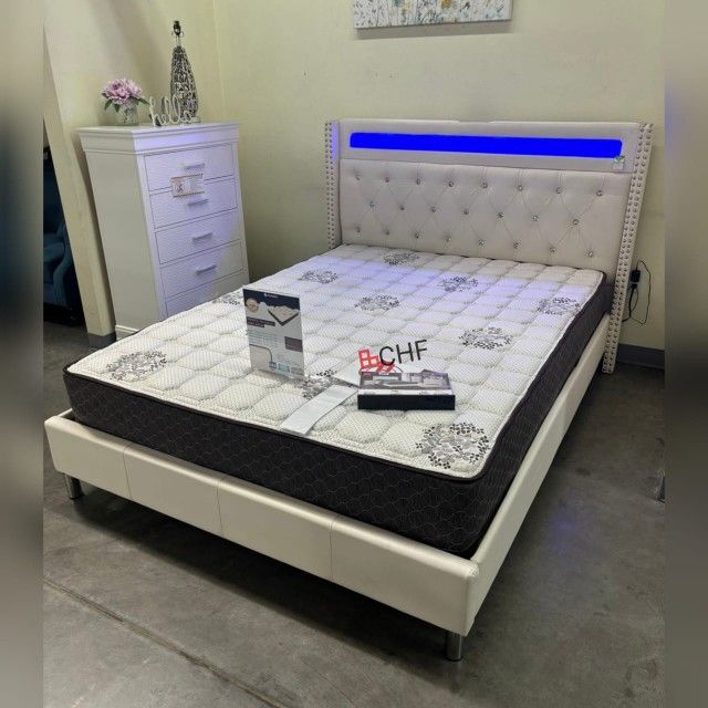 LED Queen Size Bed Frame - Mattress Sold Separately