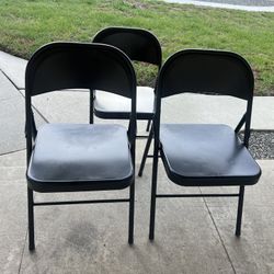 3 Black Folding Chairs LIKE “NEW” CONDITION!