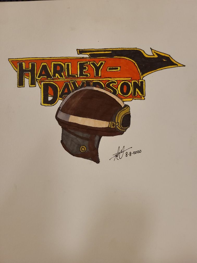 1950s Harley-Davidson logo and Helmet