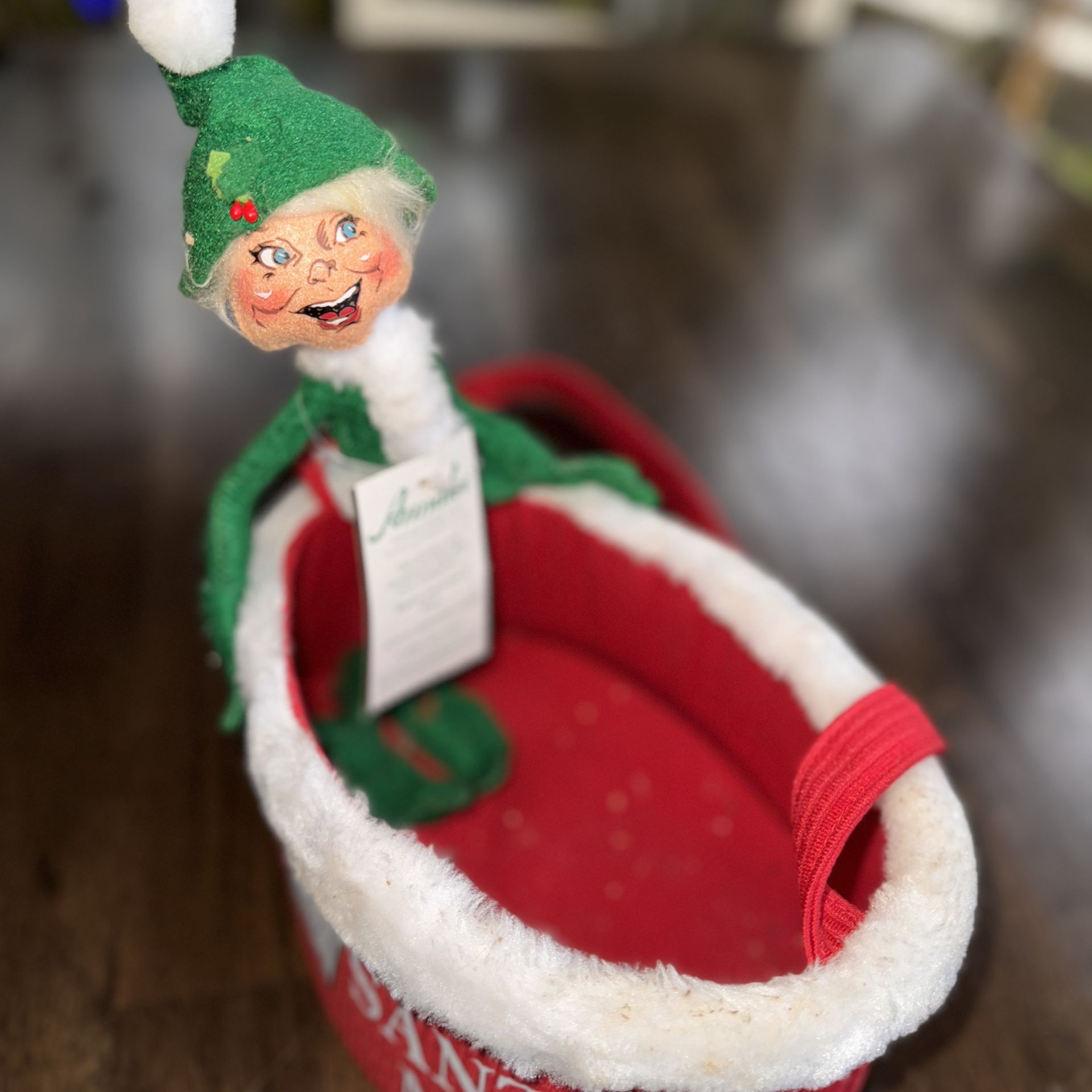 Annalee Christmas 9” Elf in Santa’s Mail Bag Card Holder